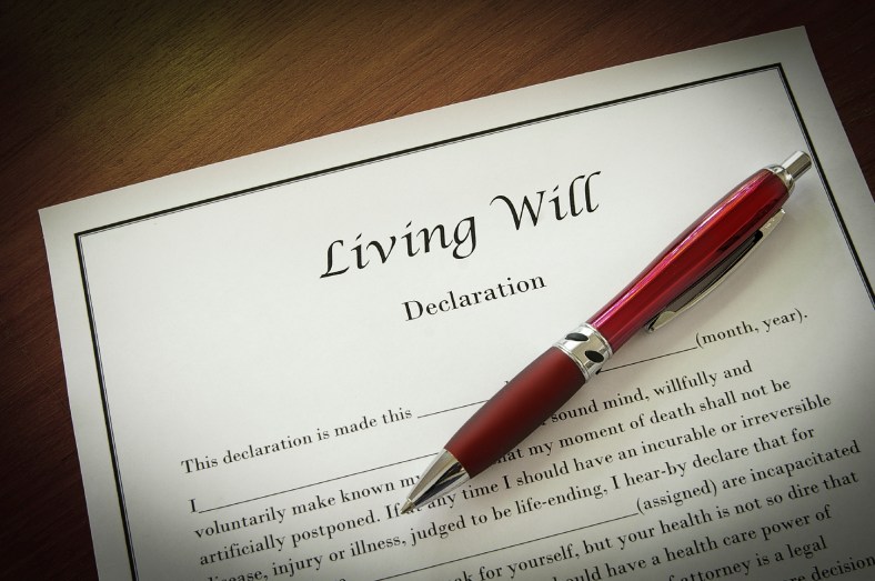 Living Will document with pen, closeup